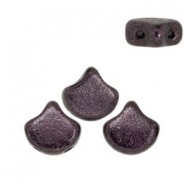 Ginko Leaf Beads 7.5x7.5mm Metallic suede dark plum